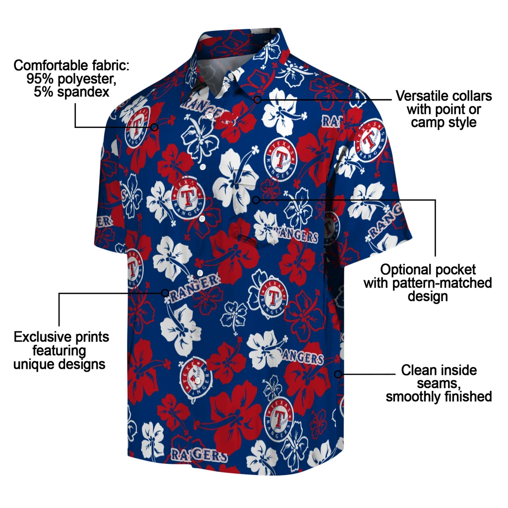 Texas Rangers Hawaiian Shirt - Hibiscus Flower Design texas rangers hibiscus bloom blue hawaiian shirts new arrival