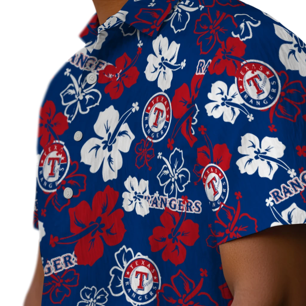 Texas Rangers Hawaiian Shirt - Hibiscus Flower Design texas rangers hibiscus bloom blue hawaiian shirts trendy