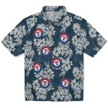 texas rangers hibiscus flowers navy blue hawaiian shirts best selling
