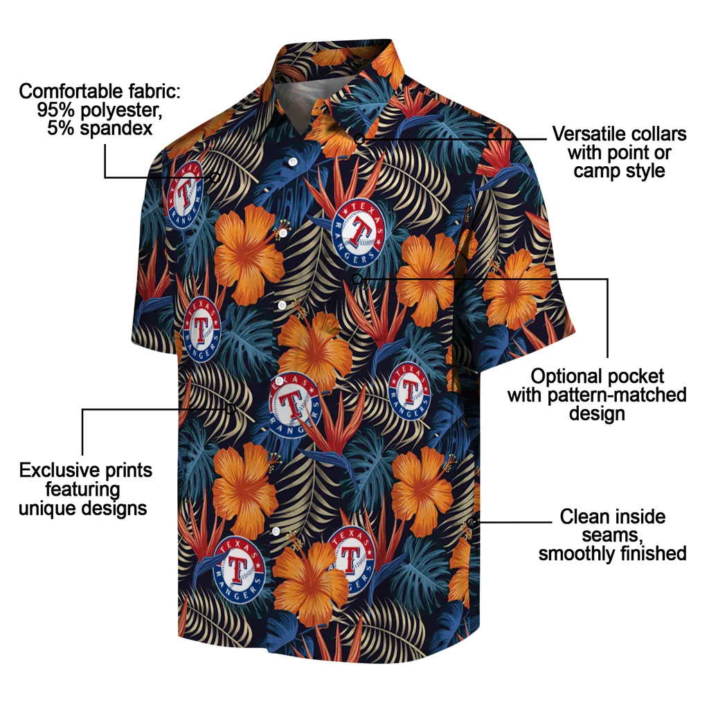 Texas Rangers Hawaiian Shirt - Hibiscus Foliage texas rangers hibiscus foliage hawaiian shirts new arrival