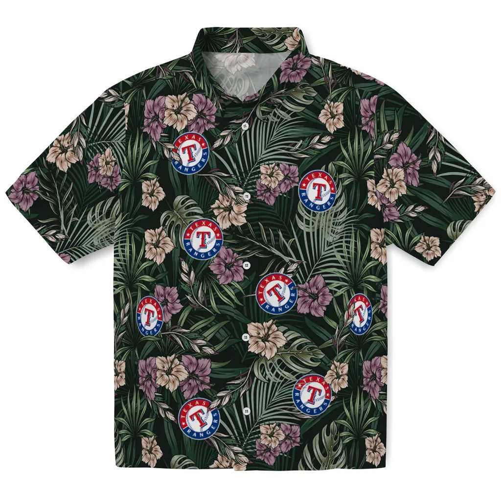 Texas Rangers Hawaiian Shirt - Hibiscus Leaves Pattern texas rangers hibiscus leaves pattern green hawaiian shirts best selling