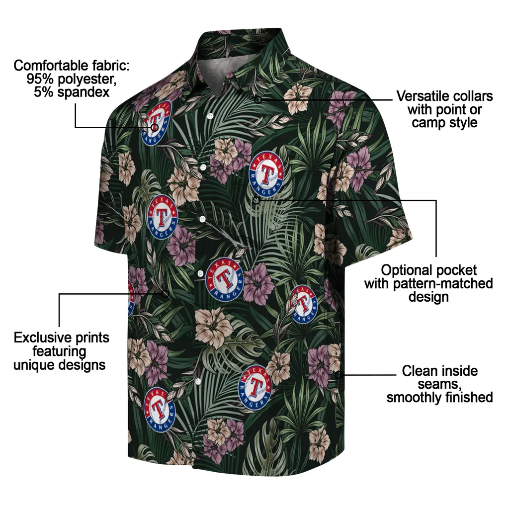Texas Rangers Hawaiian Shirt - Hibiscus Leaves Pattern texas rangers hibiscus leaves pattern green hawaiian shirts new arrival