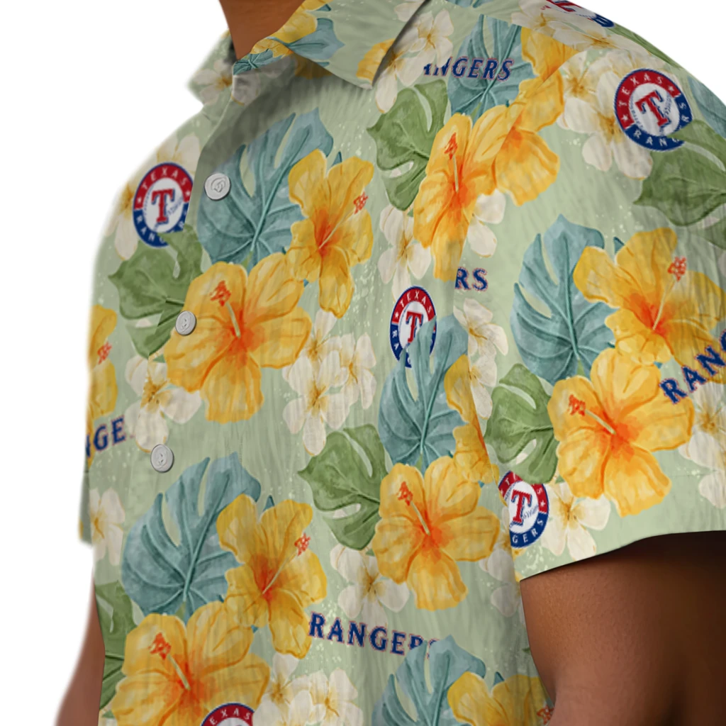 Texas Rangers Hawaiian Shirt - Hibiscus Mood texas rangers hibiscus mood pale lime yellow hawaiian shirts trendy