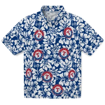 texas rangers hibiscus motif blue white hawaiian shirts best selling