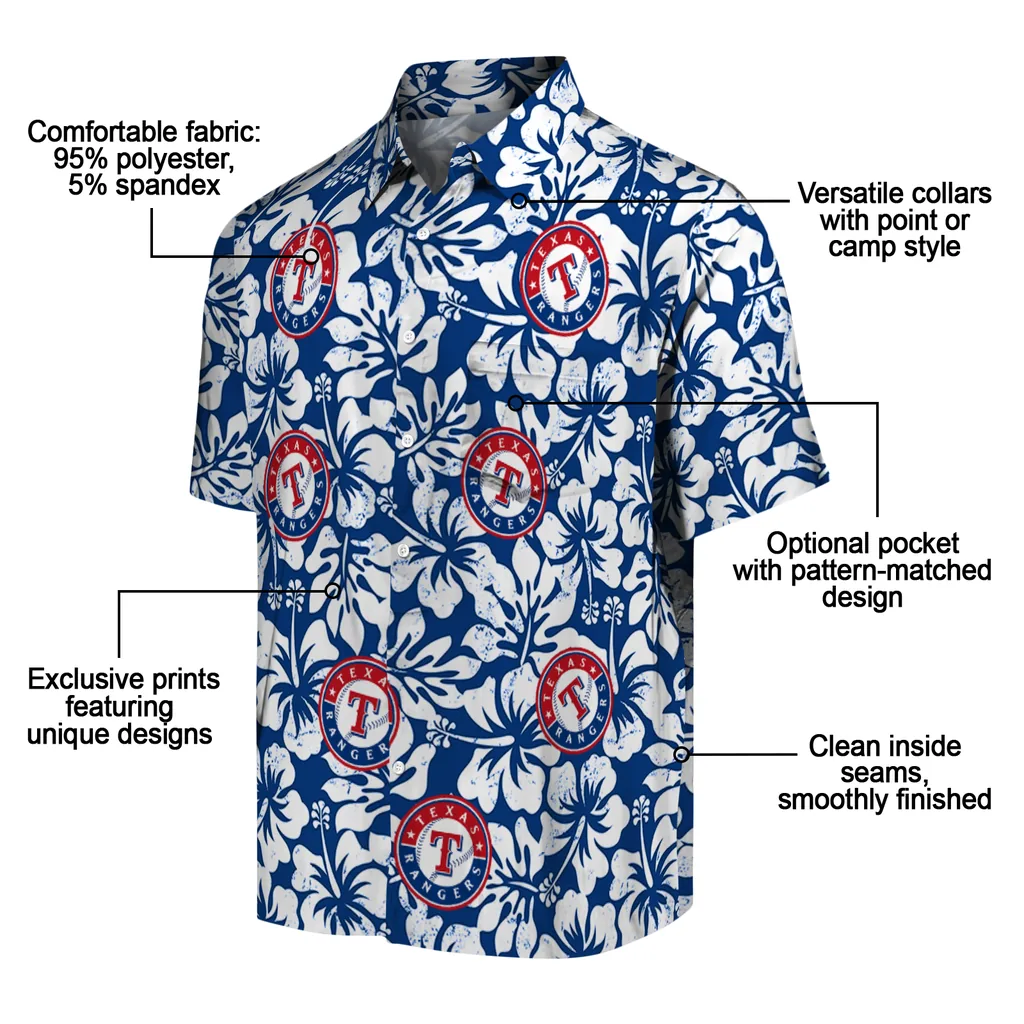 Texas Rangers Hawaiian Shirt - Hibiscus Motif texas rangers hibiscus motif blue white hawaiian shirts new arrival