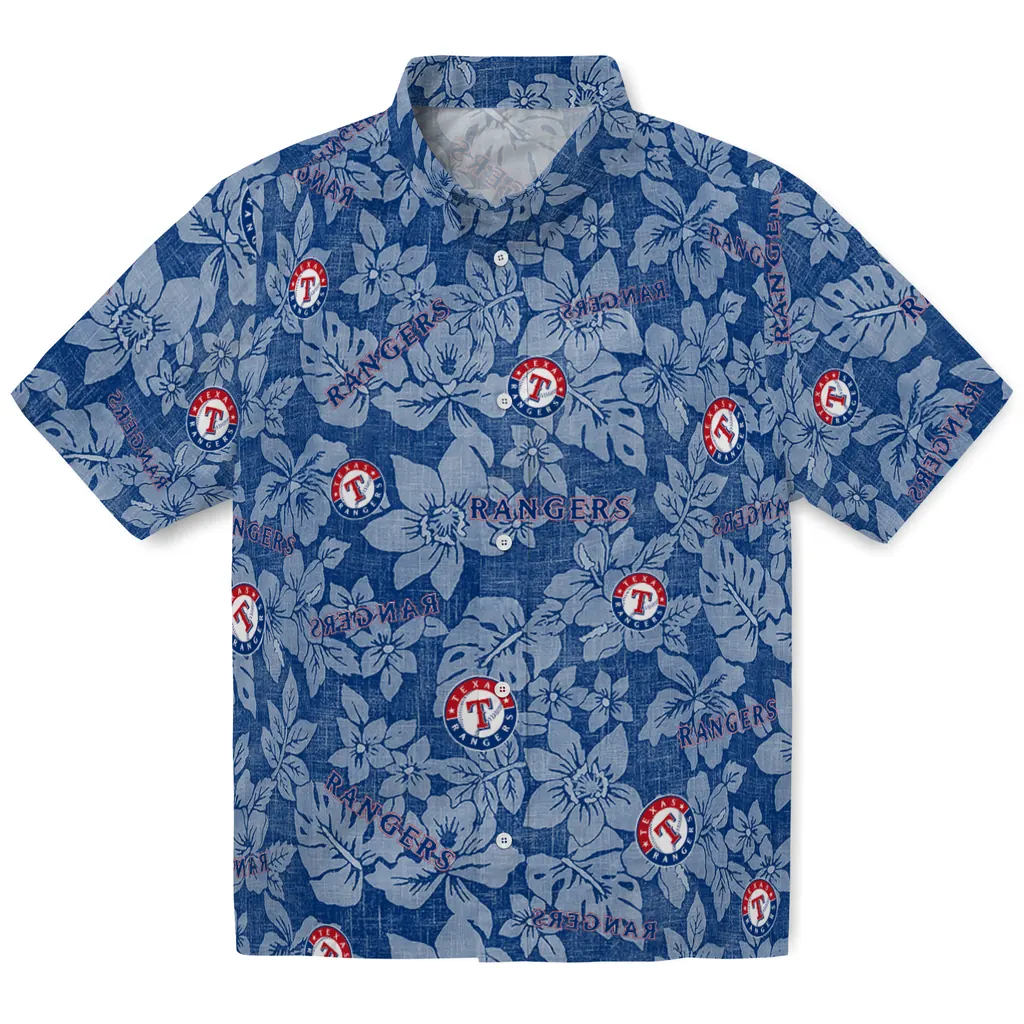 Texas Rangers Hawaiian Shirt - Hibiscus Oasis texas rangers hibiscus oasis blue hawaiian shirts best selling