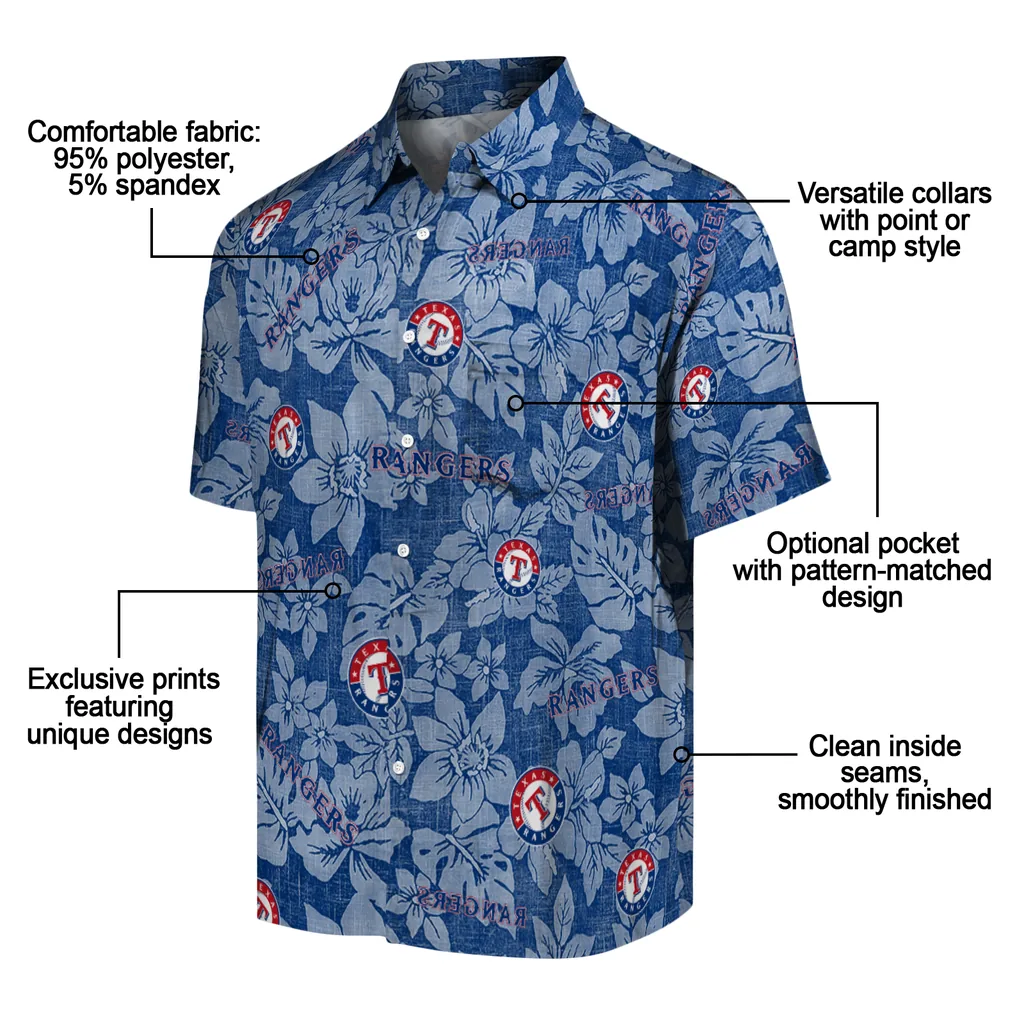 Texas Rangers Hawaiian Shirt - Hibiscus Oasis texas rangers hibiscus oasis blue hawaiian shirts new arrival