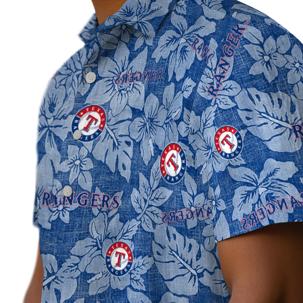 Texas Rangers Hawaiian Shirt - Hibiscus Oasis texas rangers hibiscus oasis blue hawaiian shirts trendy