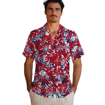 texas rangers hibiscus overlay hawaiian shirts fashion forward