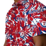 Texas Rangers Hawaiian Shirt – Hibiscus Overlay