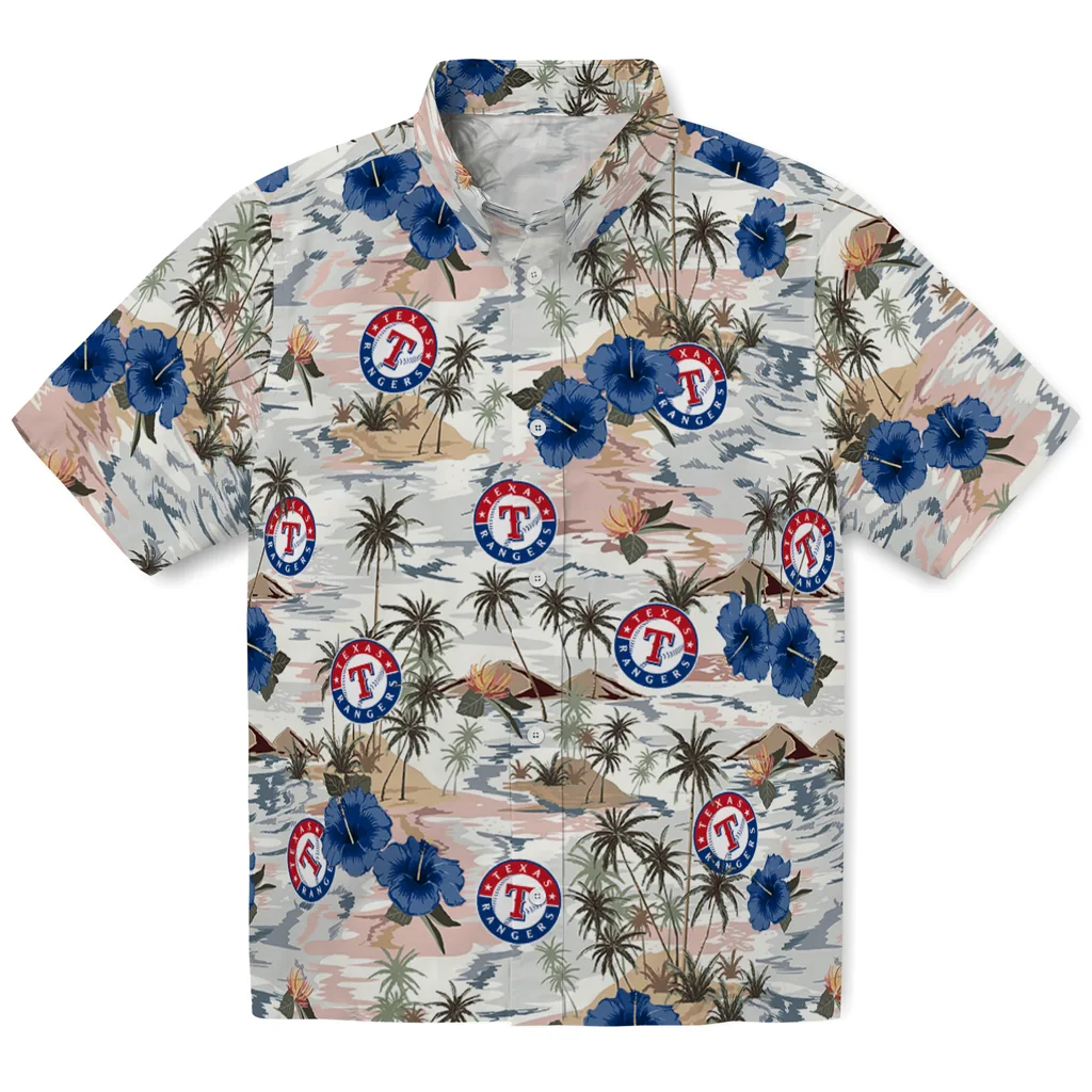 Texas Rangers Hawaiian Shirt - Hibiscus Seaside texas rangers hibiscus seaside white hawaiian shirts best selling