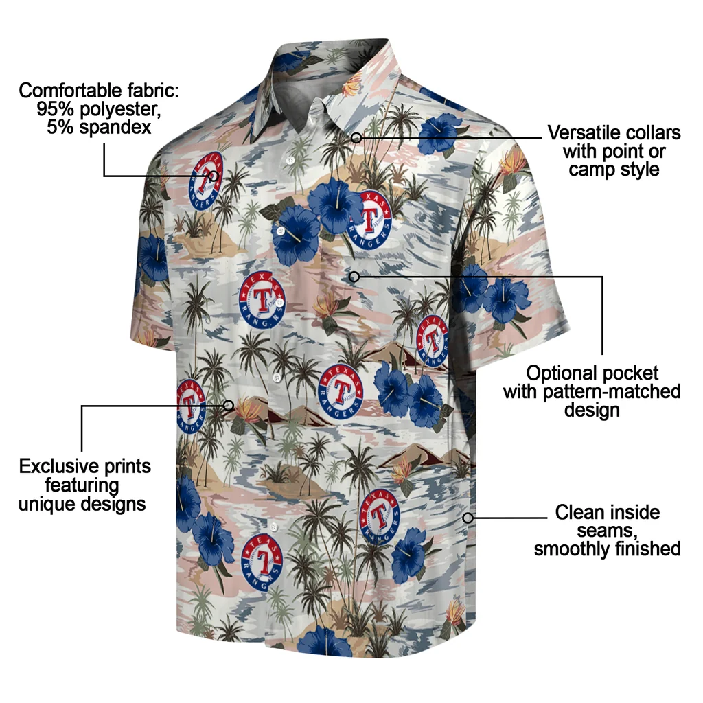 Texas Rangers Hawaiian Shirt - Hibiscus Seaside texas rangers hibiscus seaside white hawaiian shirts new arrival