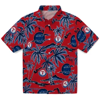 texas rangers palm sunset hawaiian shirts best selling