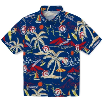 texas rangers palm tree island blue hawaiian shirts best selling