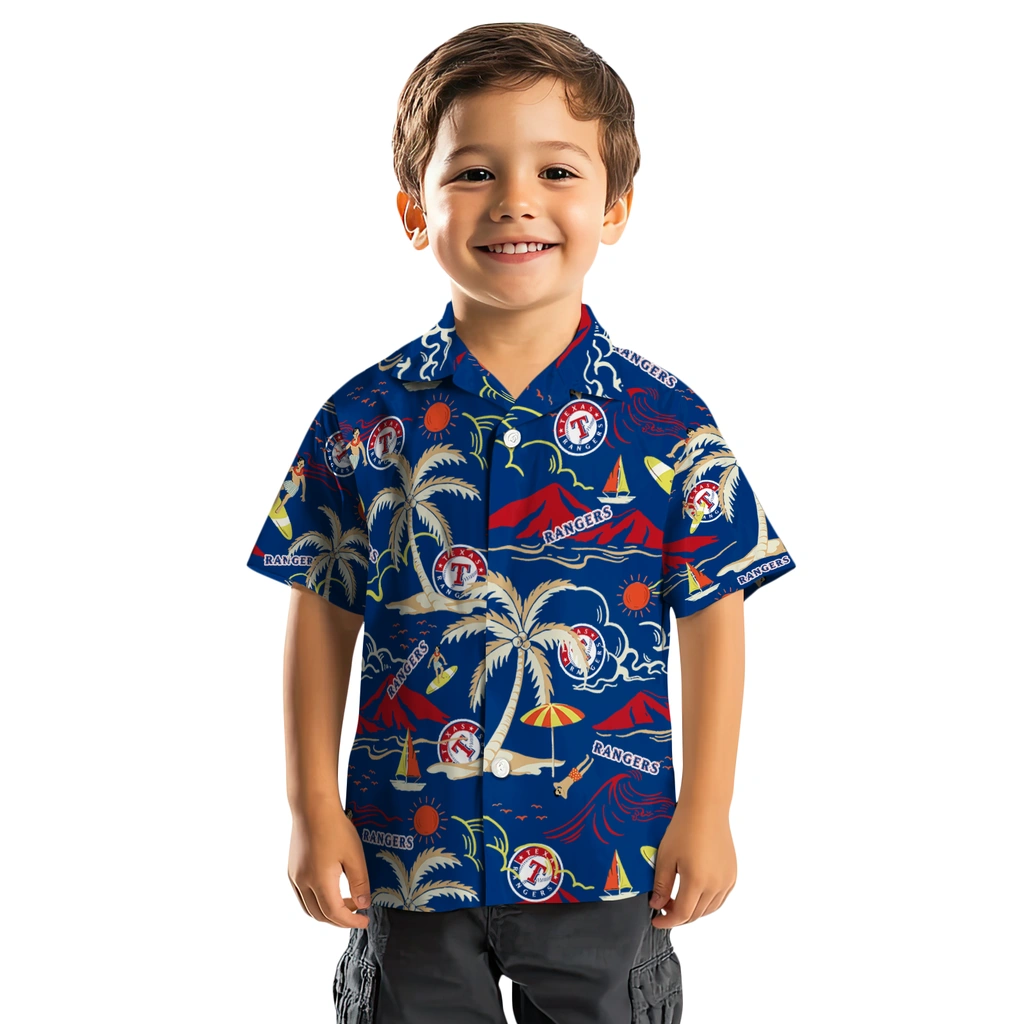 Texas Rangers Hawaiian Shirt - Palm Tree Island texas rangers palm tree island blue hawaiian shirts top rated