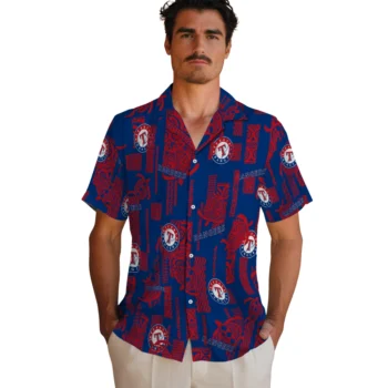 texas rangers turtle lines blue hawaiian shirts fashion forward