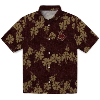 texas state bobcats hibiscus petals maroon hawaiian shirts best selling