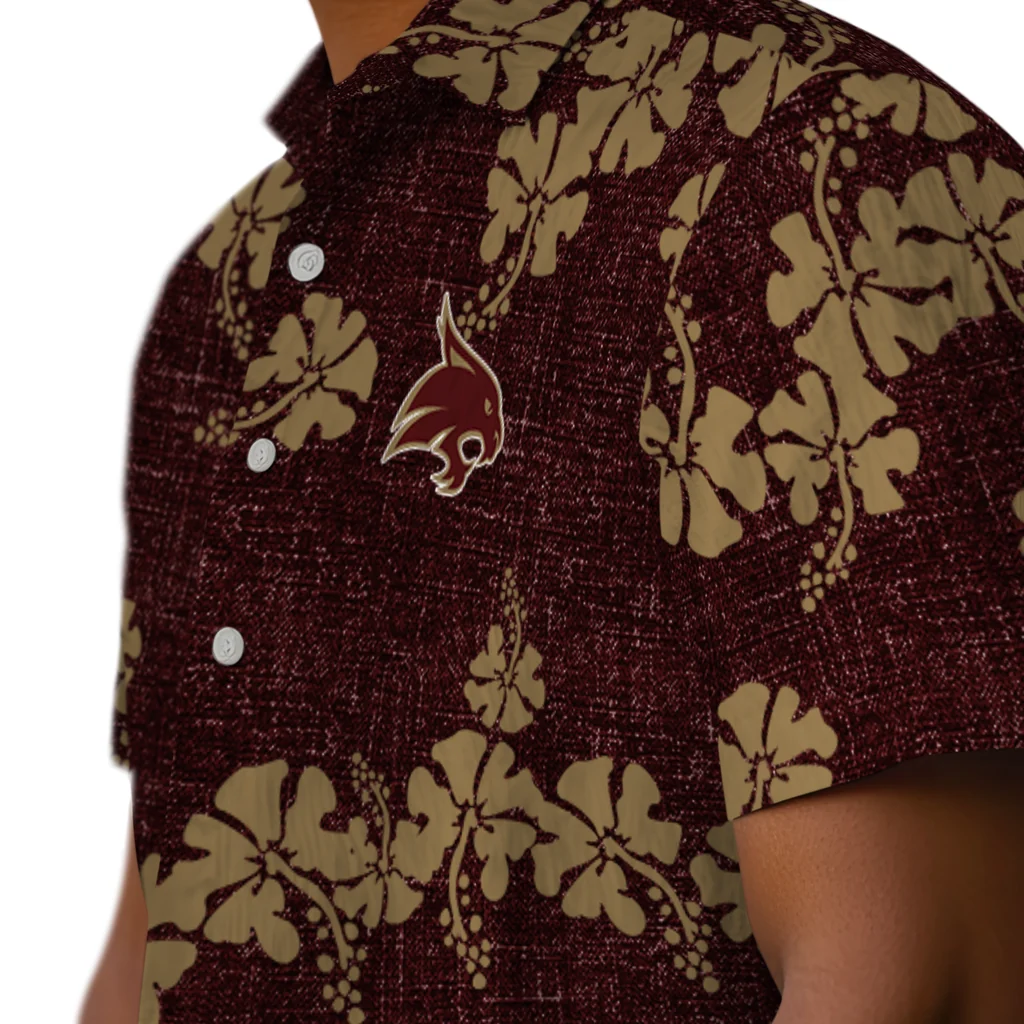 Texas State Bobcats Hawaiian Shirt - 50th State Flower texas state bobcats hibiscus petals maroon hawaiian shirts trendy