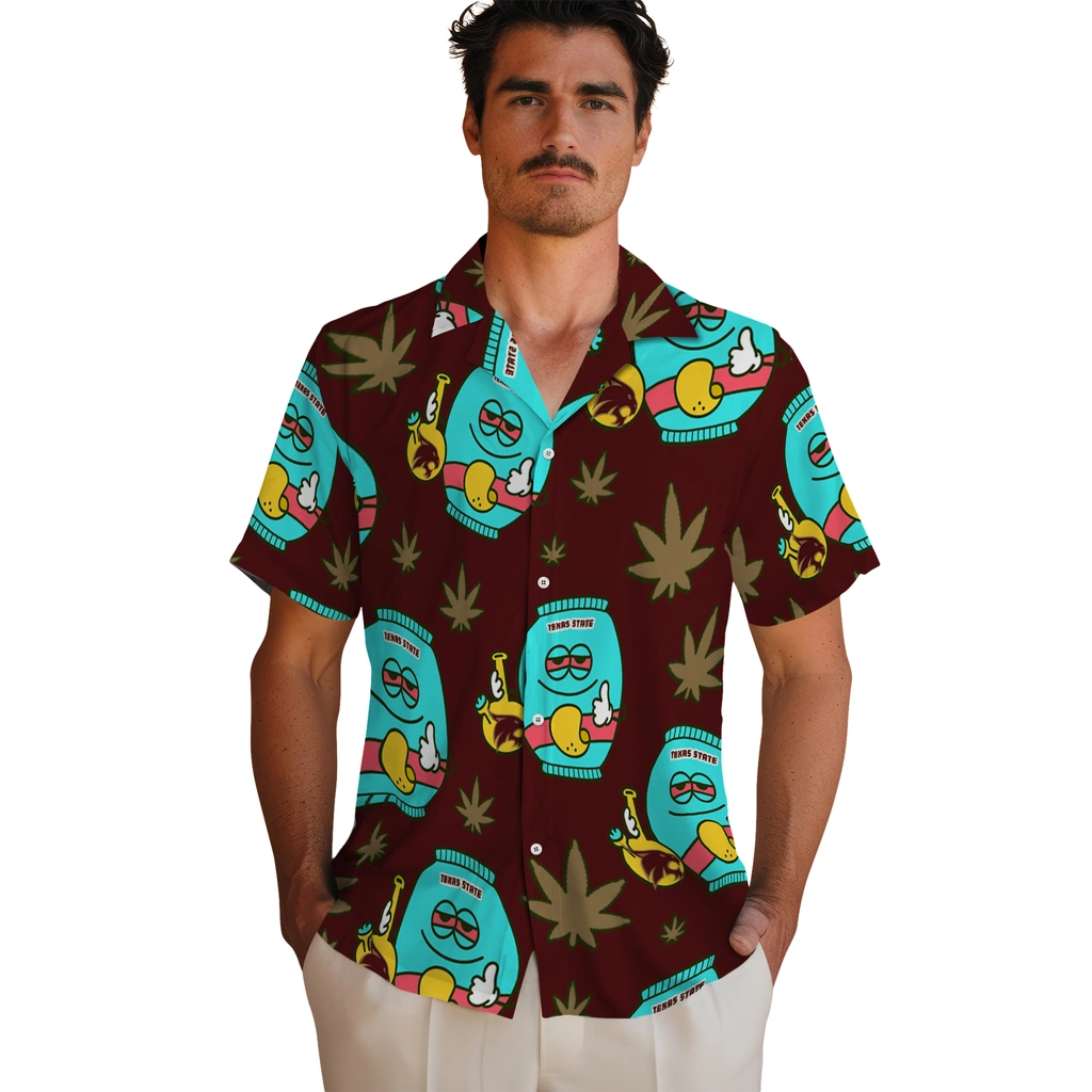 Texas State Bobcats Hawaiian Shirt - Chill Vibe texas state bobcats bong smile maroon hawaiian shirts fashion forward
