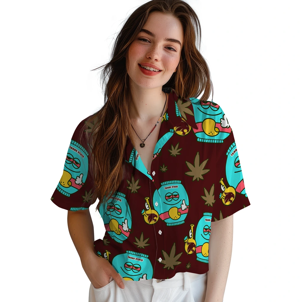 Texas State Bobcats Hawaiian Shirt - Chill Vibe texas state bobcats bong smile maroon hawaiian shirts latest model