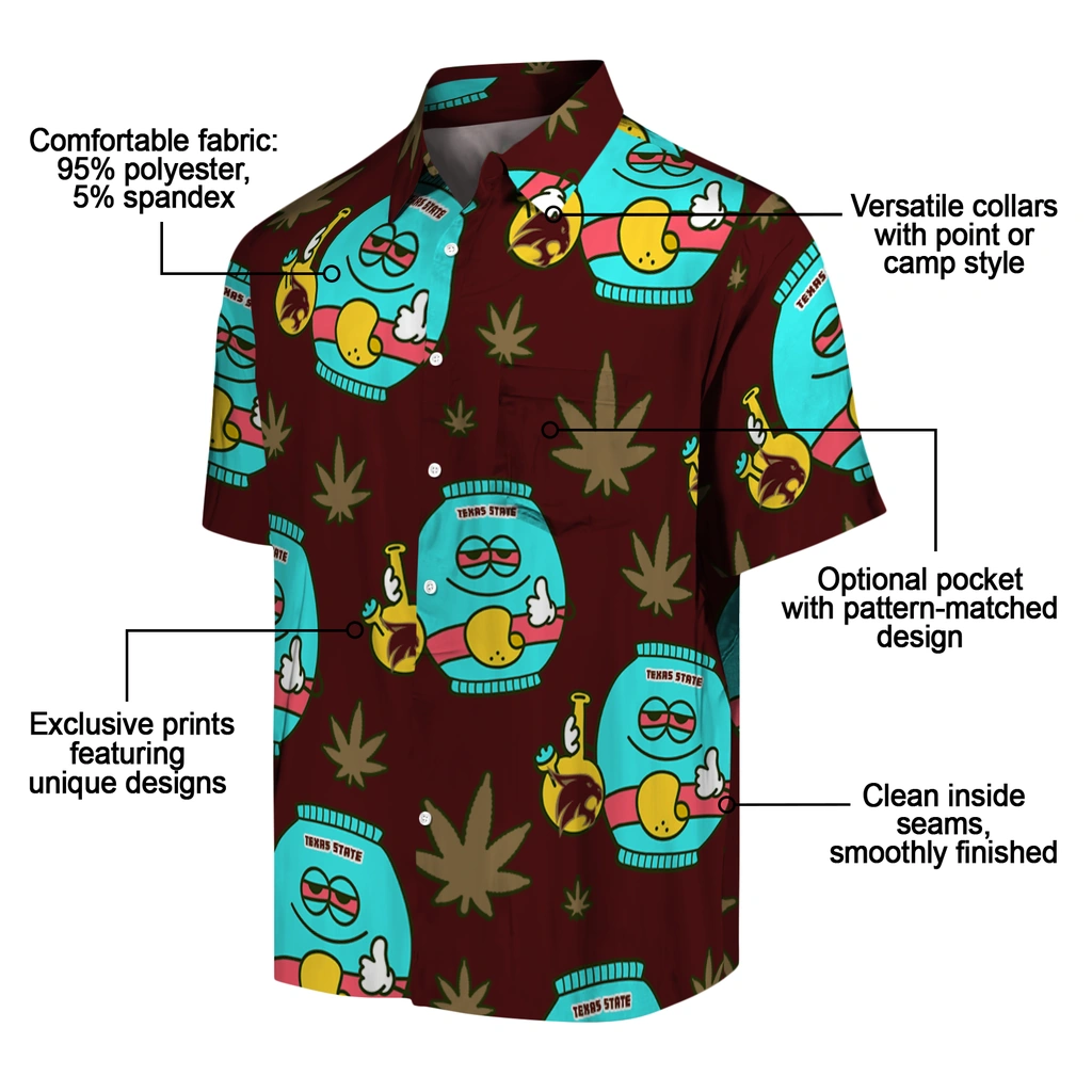 Texas State Bobcats Hawaiian Shirt - Chill Vibe texas state bobcats bong smile maroon hawaiian shirts new arrival