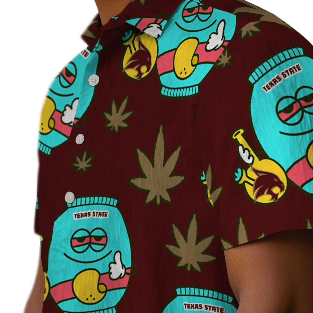 Texas State Bobcats Hawaiian Shirt - Chill Vibe texas state bobcats bong smile maroon hawaiian shirts trendy