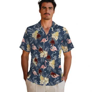 texas state bobcats flamingo hibiscus navy hawaiian shirts fashion forward