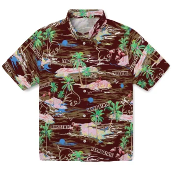 texas state bobcats flamingo retreat maroon hawaiian shirts best selling