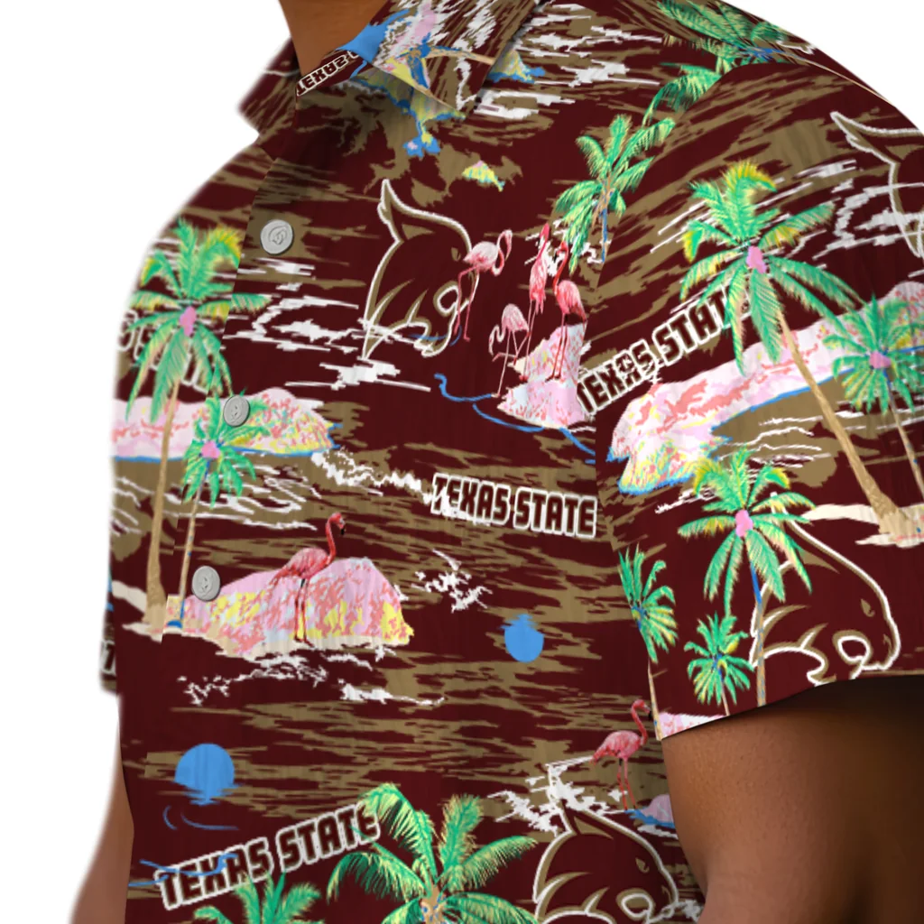 Texas State Bobcats Hawaiian Shirt - Hawaii Island texas state bobcats flamingo retreat maroon hawaiian shirts trendy