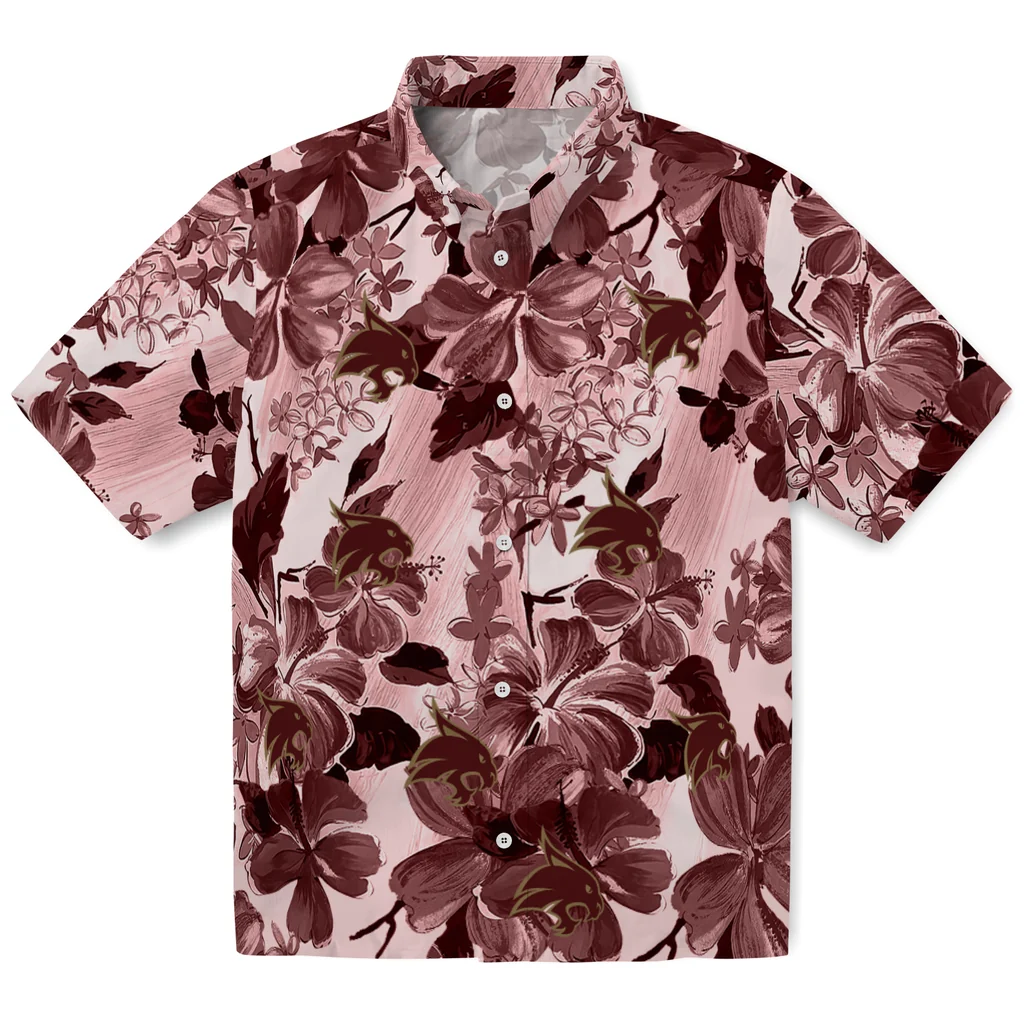 Texas State Bobcats Hawaiian Shirt - Hibiscus Arrangement texas state bobcats hibiscus arrangement maroon hawaiian shirts best selling