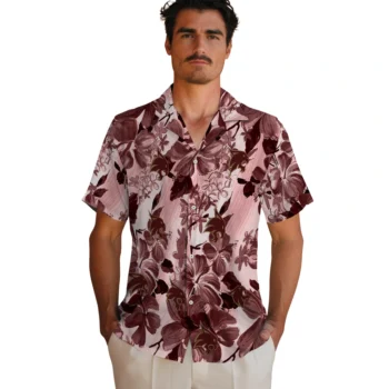 texas state bobcats hibiscus arrangement maroon hawaiian shirts fashion forward