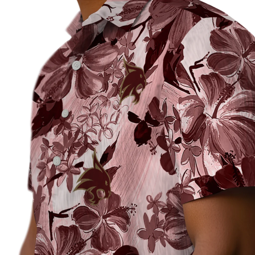 Texas State Bobcats Hawaiian Shirt - Hibiscus Arrangement texas state bobcats hibiscus arrangement maroon hawaiian shirts trendy