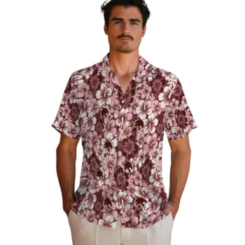 texas state bobcats hibiscus blooms maroon hawaiian shirts fashion forward