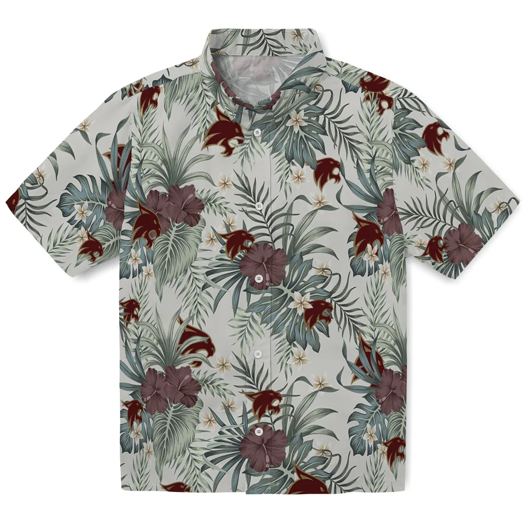 Texas State Bobcats Hawaiian Shirt - Hibiscus Designs texas state bobcats hibiscus designs beige hawaiian shirts best selling