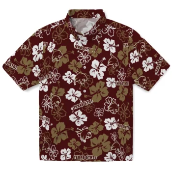 texas state bobcats hibiscus bloom maroon hawaiian shirts best selling