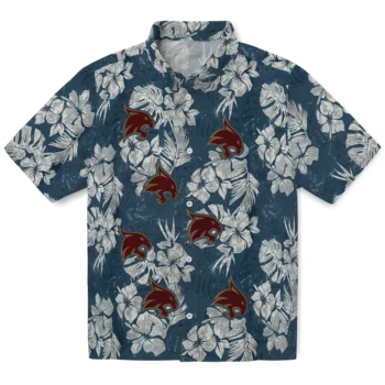 texas state bobcats hibiscus flowers navy blue hawaiian shirts best selling