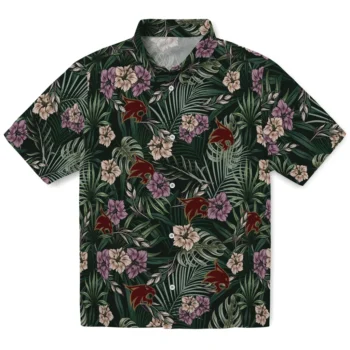 texas state bobcats hibiscus leaves pattern green hawaiian shirts best selling