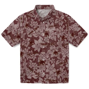 texas state bobcats hibiscus oasis maroon hawaiian shirts best selling