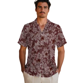 texas state bobcats hibiscus oasis maroon hawaiian shirts fashion forward