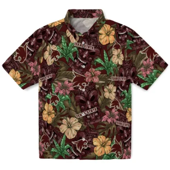 texas state bobcats tiki jungle maroon hawaiian shirts best selling