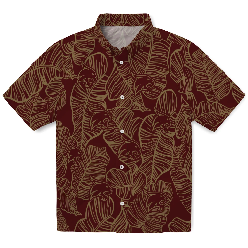 Texas State Bobcats Hawaiian Shirt - Leaf Outline texas state bobcats leaf outline maroon hawaiian shirts best selling