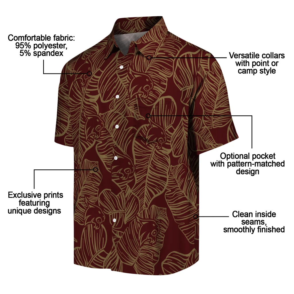 Texas State Bobcats Hawaiian Shirt - Leaf Outline texas state bobcats leaf outline maroon hawaiian shirts new arrival