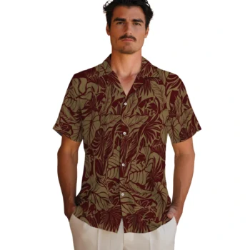 texas state bobcats monstera layer maroon hawaiian shirts fashion forward