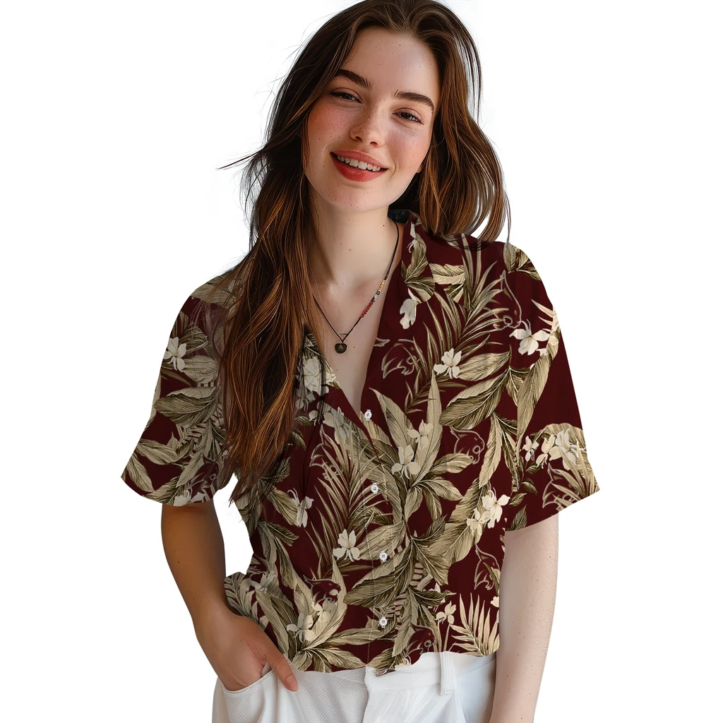 Texas State Bobcats Hawaiian Shirt - Palm Leaves texas state bobcats palm leaves maroon hawaiian shirts latest model