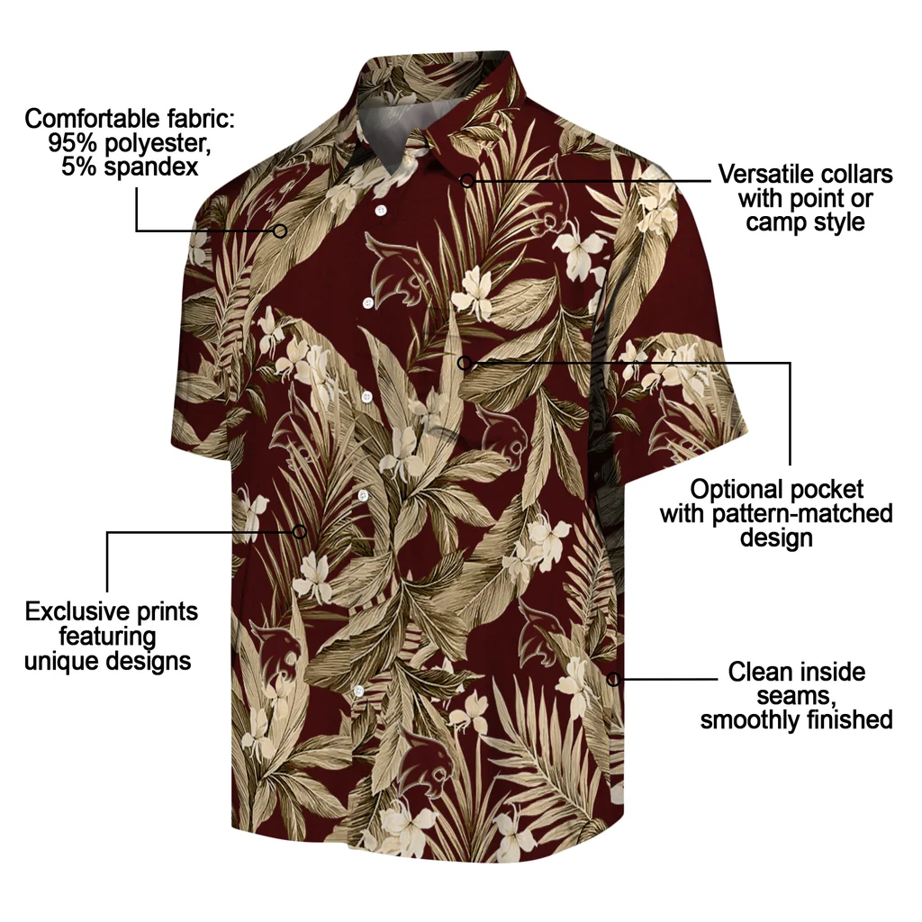 Texas State Bobcats Hawaiian Shirt - Palm Leaves texas state bobcats palm leaves maroon hawaiian shirts new arrival
