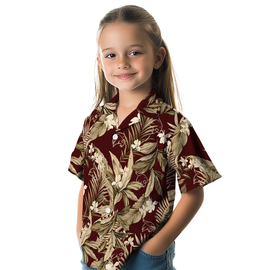 Texas State Bobcats Hawaiian Shirt - Palm Leaves texas state bobcats palm leaves maroon hawaiian shirts premium grade