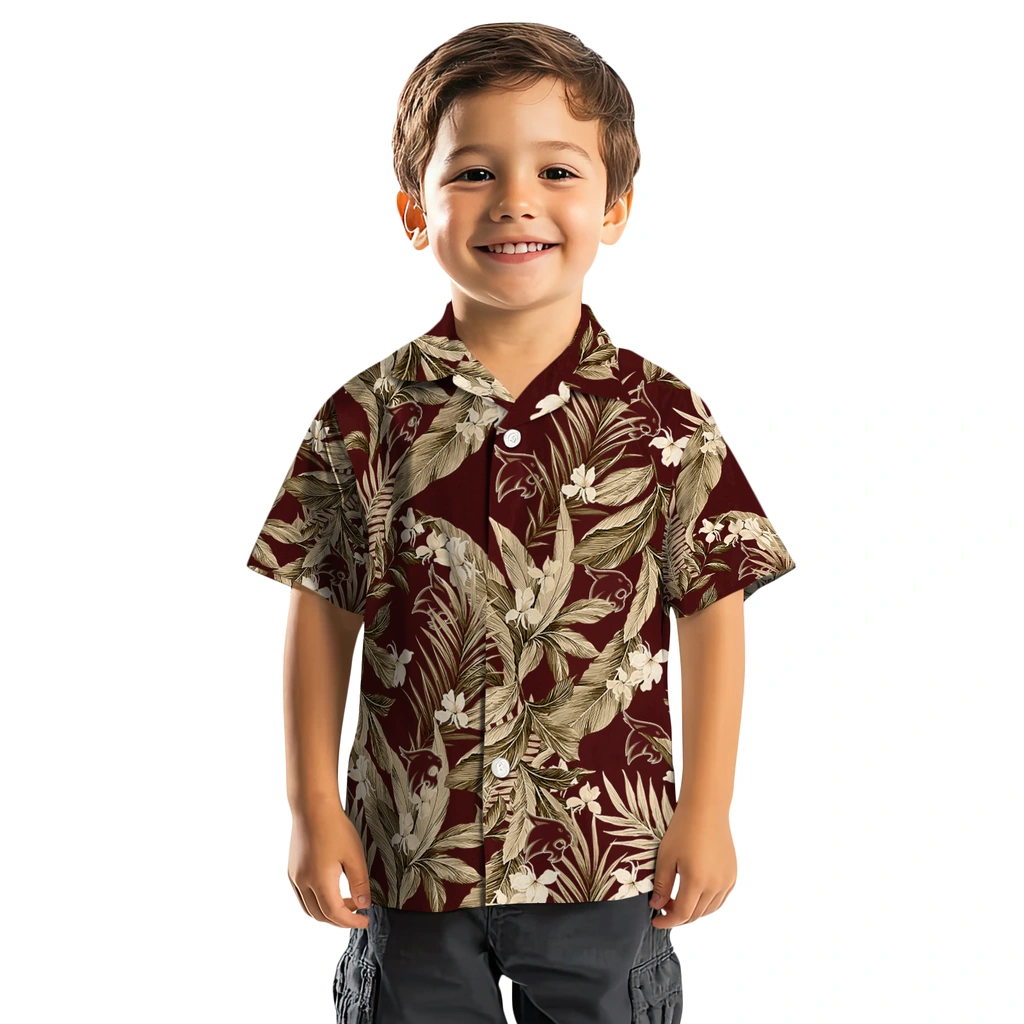 Texas State Bobcats Hawaiian Shirt - Palm Leaves texas state bobcats palm leaves maroon hawaiian shirts top rated
