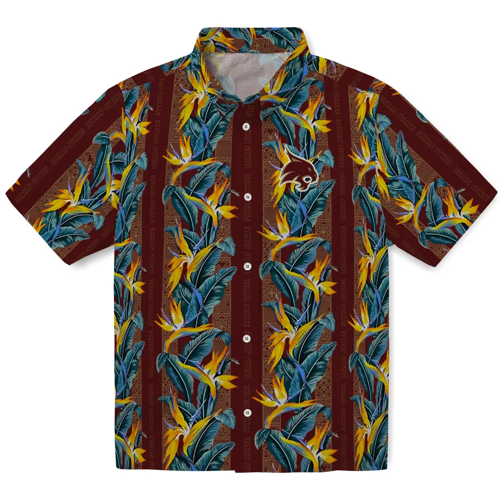 Texas State Bobcats Hawaiian Shirt - Paradise Vines texas state bobcats paradise vines maroon hawaiian shirts best selling