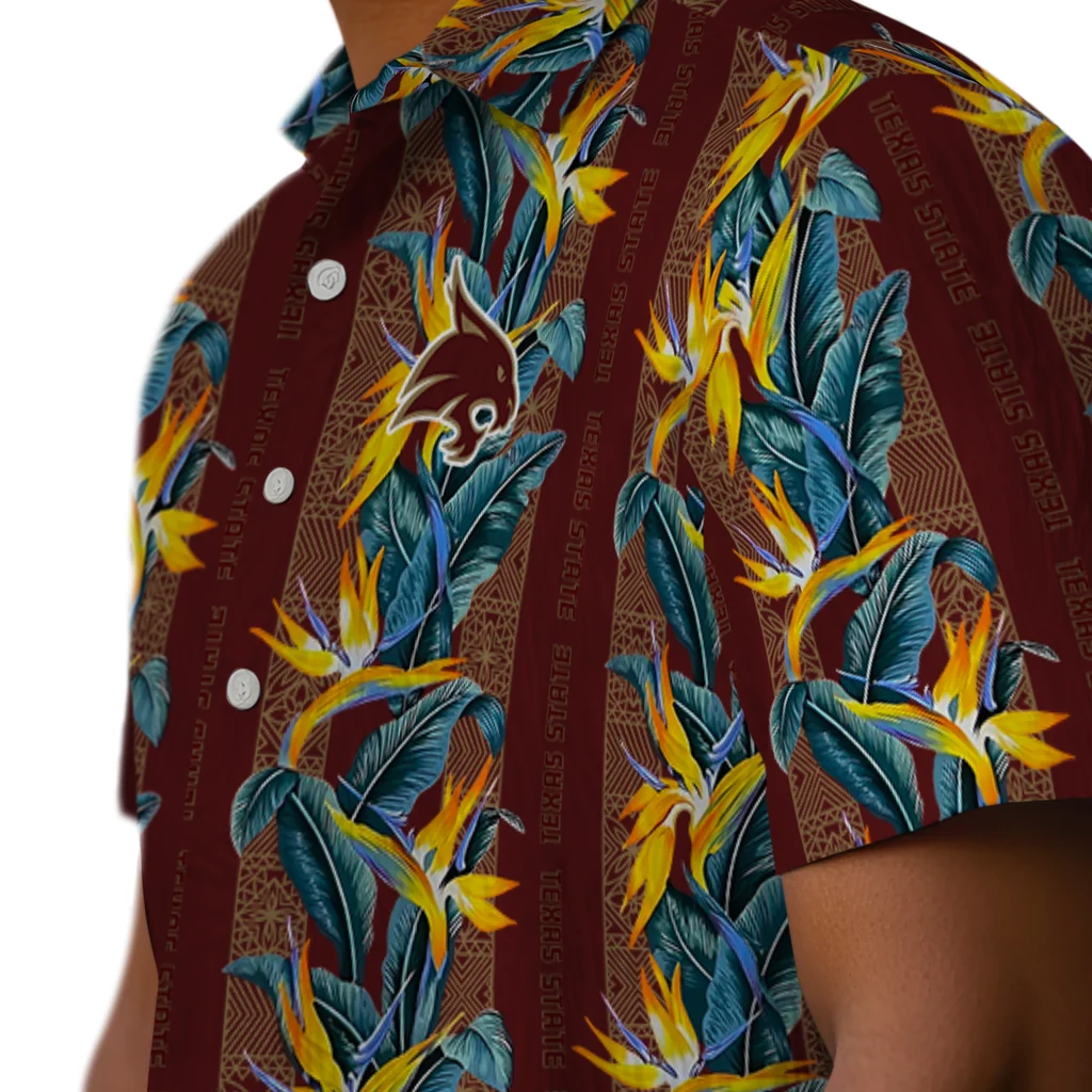 Texas State Bobcats Hawaiian Shirt - Paradise Vines texas state bobcats paradise vines maroon hawaiian shirts trendy
