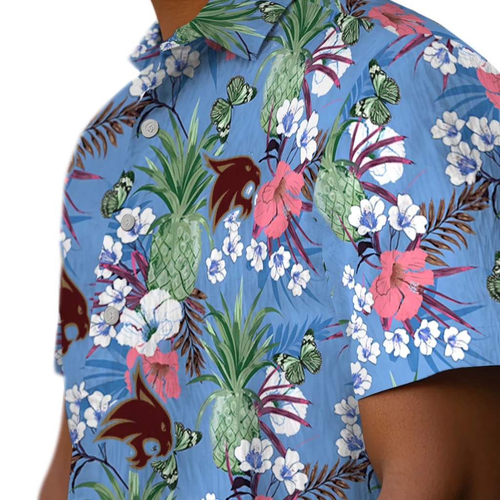 Texas State Bobcats Hawaiian Shirt - Pineapple Bouquet texas state bobcats pineapple bouquet best sky blue hawaiian shirts trendy